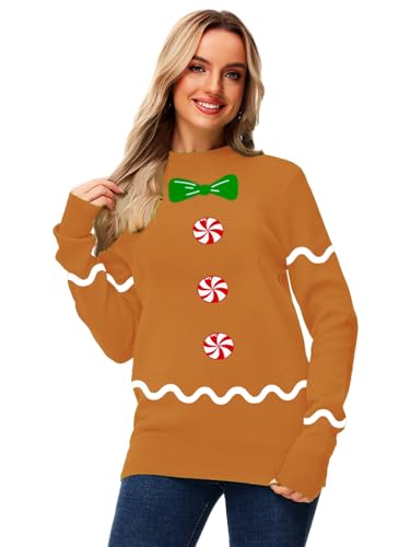 AOBUTE Unisex Adult Matching Christmas Sweater Ugly Xmas Women Men Pullover Tops