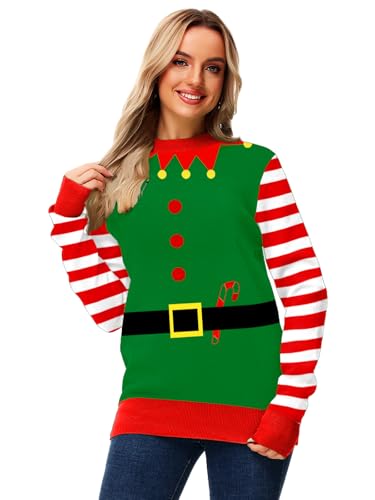 AOBUTE Unisex Adult Matching Christmas Sweater Ugly Xmas Women Men Pullover Tops