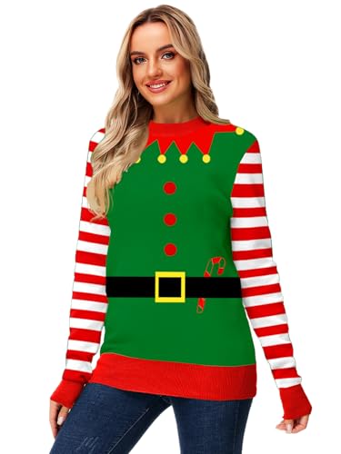 AOBUTE Unisex Adult Matching Christmas Sweater Ugly Xmas Women Men Pullover Tops