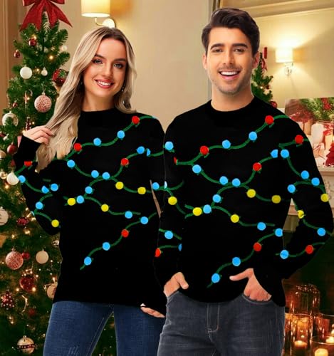 AOBUTE Unisex Adult Matching Christmas Sweater Ugly Xmas Women Men Pullover Tops