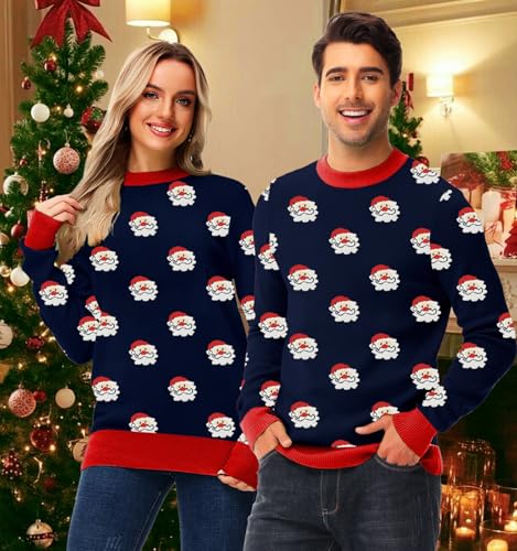 AOBUTE Unisex Adult Matching Christmas Sweater Ugly Xmas Women Men Pullover Tops