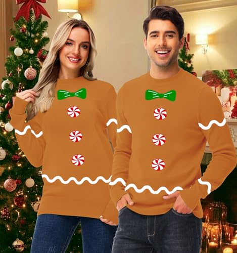 AOBUTE Unisex Adult Matching Christmas Sweater Ugly Xmas Women Men Pullover Tops