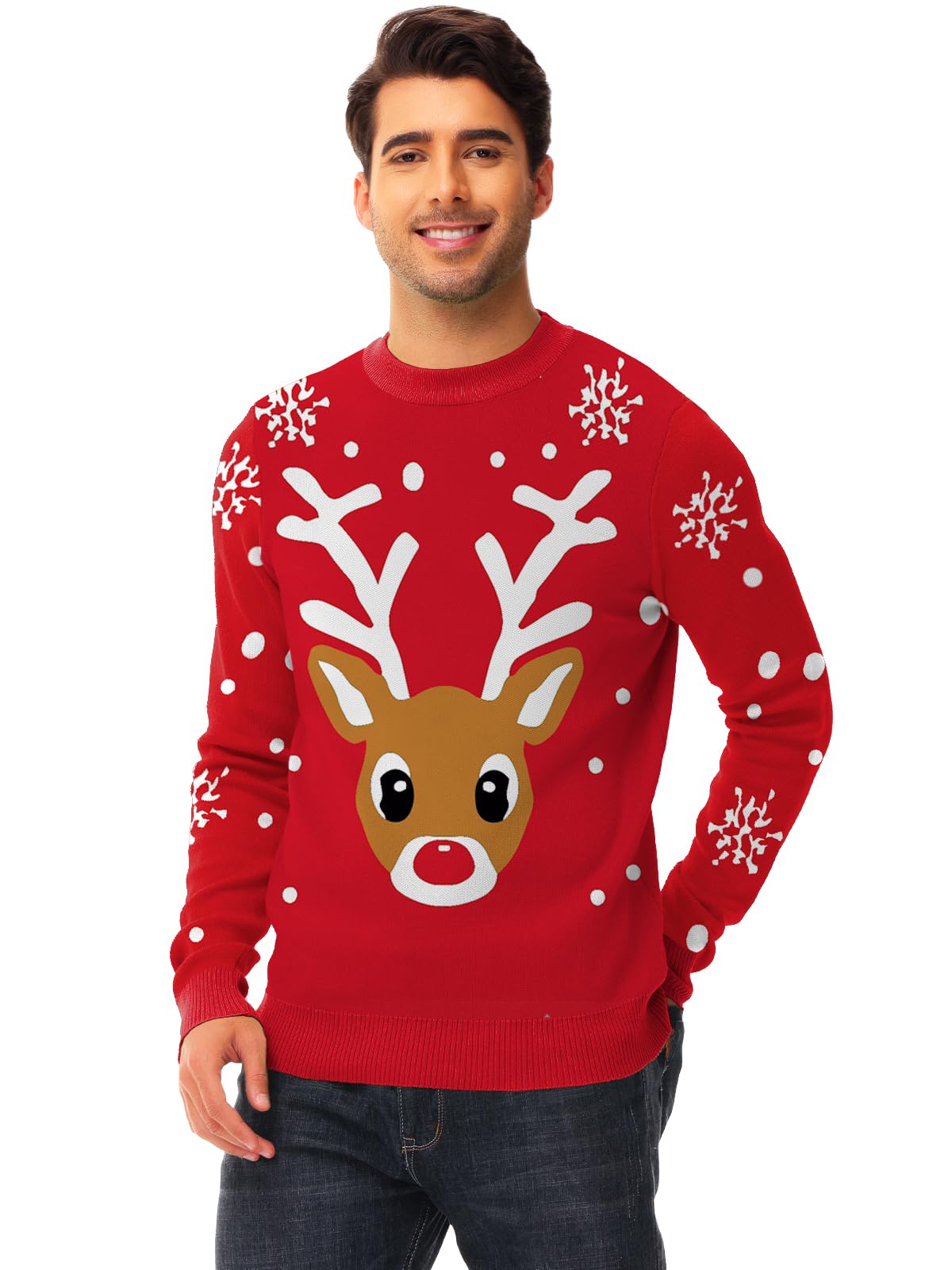 AOBUTE Unisex Adult Matching Christmas Sweater Ugly Xmas Women Men Pullover Tops