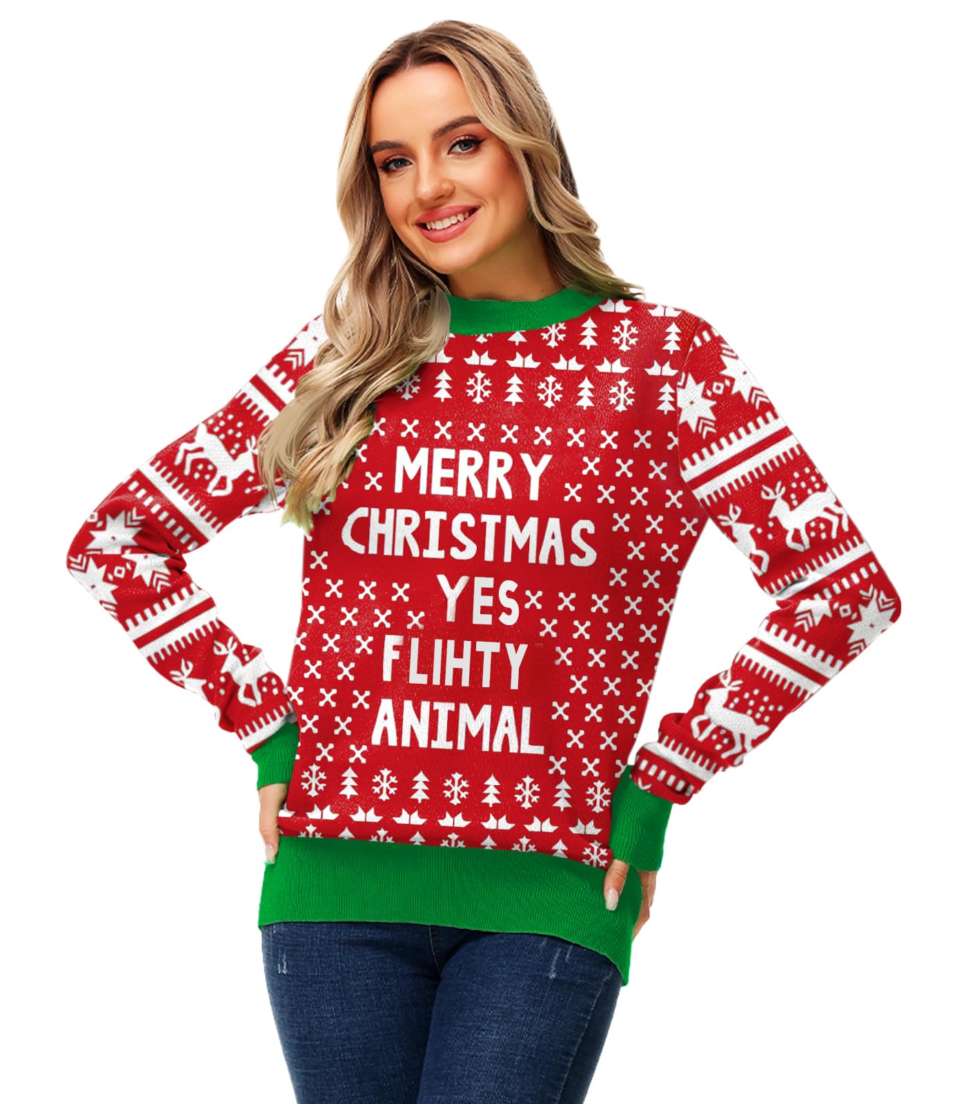 AOBUTE Unisex Adult Matching Christmas Sweater Ugly Xmas Women Men Pullover Tops