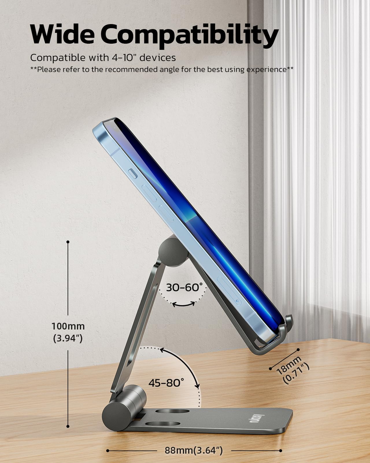 Galaxy Dual Folding Cell Phone Stand, Fully Adjustable Foldable Desktop Phone Holder Cradle Dock Compatible with Phone 15 14 13 12 11 Pro Xs Xs Max Xr X 8, Nintendo Switch, All Phones - Blue