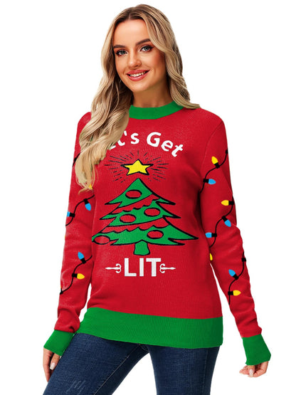 AOBUTE Unisex Adult Matching Christmas Sweater Ugly Xmas Women Men Pullover Tops