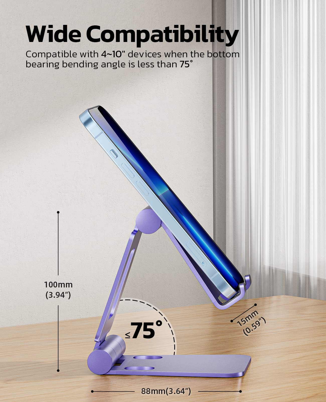 Galaxy Dual Folding Cell Phone Stand, Fully Adjustable Foldable Desktop Phone Holder Cradle Dock Compatible with Phone 15 14 13 12 11 Pro Xs Xs Max Xr X 8, Nintendo Switch, All Phones - Blue