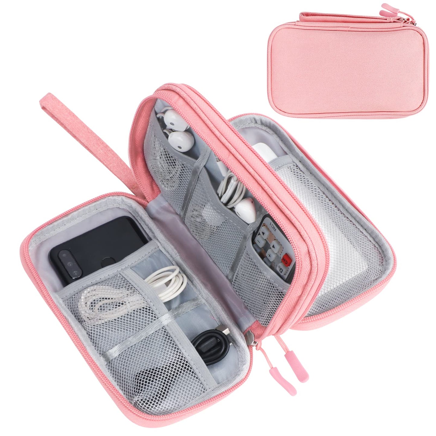 FYY Travel Cable Organizer Pouch Electronic Accessories Carry Case Portable Waterproof Double Layers All-in-One Storage Bag for Cord, Charger, Phone, Earphone Black