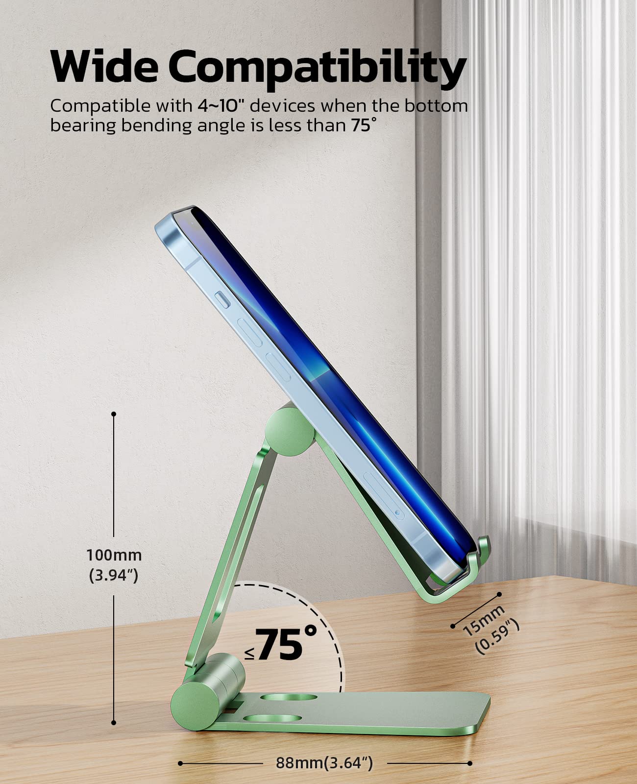 Galaxy Dual Folding Cell Phone Stand, Fully Adjustable Foldable Desktop Phone Holder Cradle Dock Compatible with Phone 15 14 13 12 11 Pro Xs Xs Max Xr X 8, Nintendo Switch, All Phones - Blue