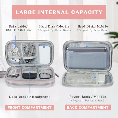 FYY Travel Cable Organizer Pouch Electronic Accessories Carry Case Portable Waterproof Double Layers All-in-One Storage Bag for Cord, Charger, Phone, Earphone Black