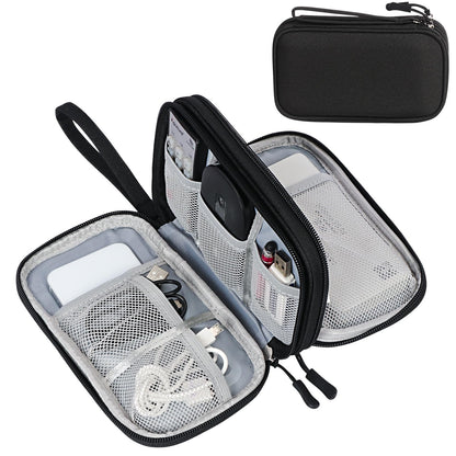 FYY Travel Cable Organizer Pouch Electronic Accessories Carry Case Portable Waterproof Double Layers All-in-One Storage Bag for Cord, Charger, Phone, Earphone Black