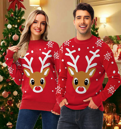 AOBUTE Unisex Adult Matching Christmas Sweater Ugly Xmas Women Men Pullover Tops