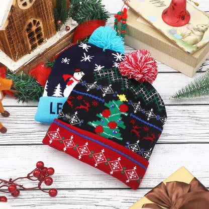 Geyoga LED Christmas Sweater Hat Light up Xmas Beanie Knitted Cap Unisex Winter Hat